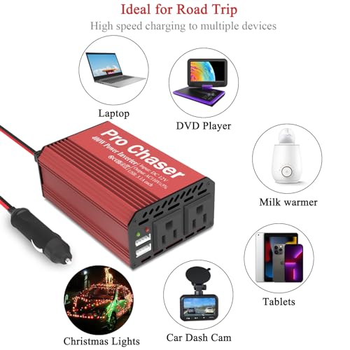 400W Power Inverter DC 12v to AC 110v with Dual USB Ports F972437