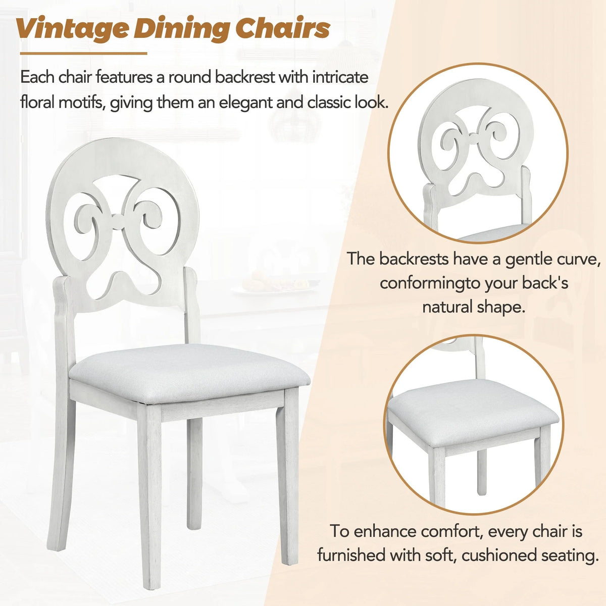 6 Pc Wood Dining Table Set with Chairs and Bench E902