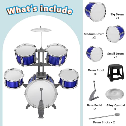 5 Piece Kids Drum Set with Stool K6559