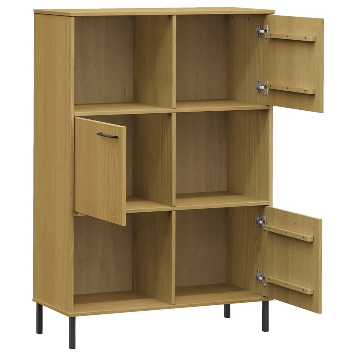Pine Wood Bookcase with 6 Storage Compartments J934853