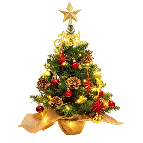 24 Inch Artificial Christmas Tree with LED Lights and Ornaments T21419