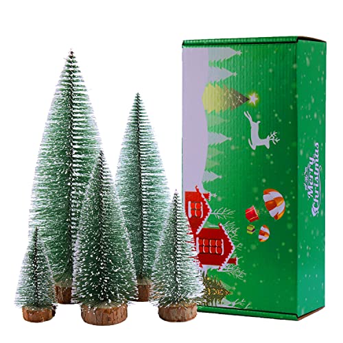 Mini Christmas Trees with Snow and Wooden Base N381