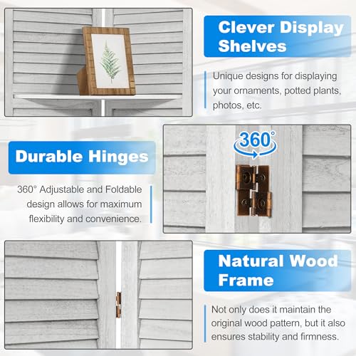 White 6 Panel Wood Pegboard Room Divider H513