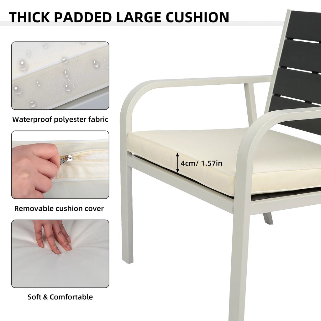 4 Pieces Patio Conversation Set with Cushions Coffee Table White B43151