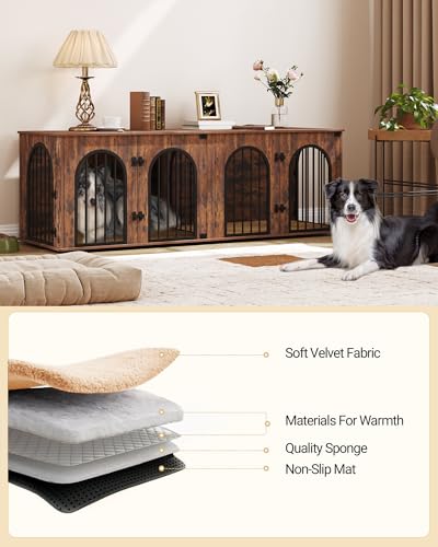 71" Wooden Dog Crate Furniture with Divider G15693