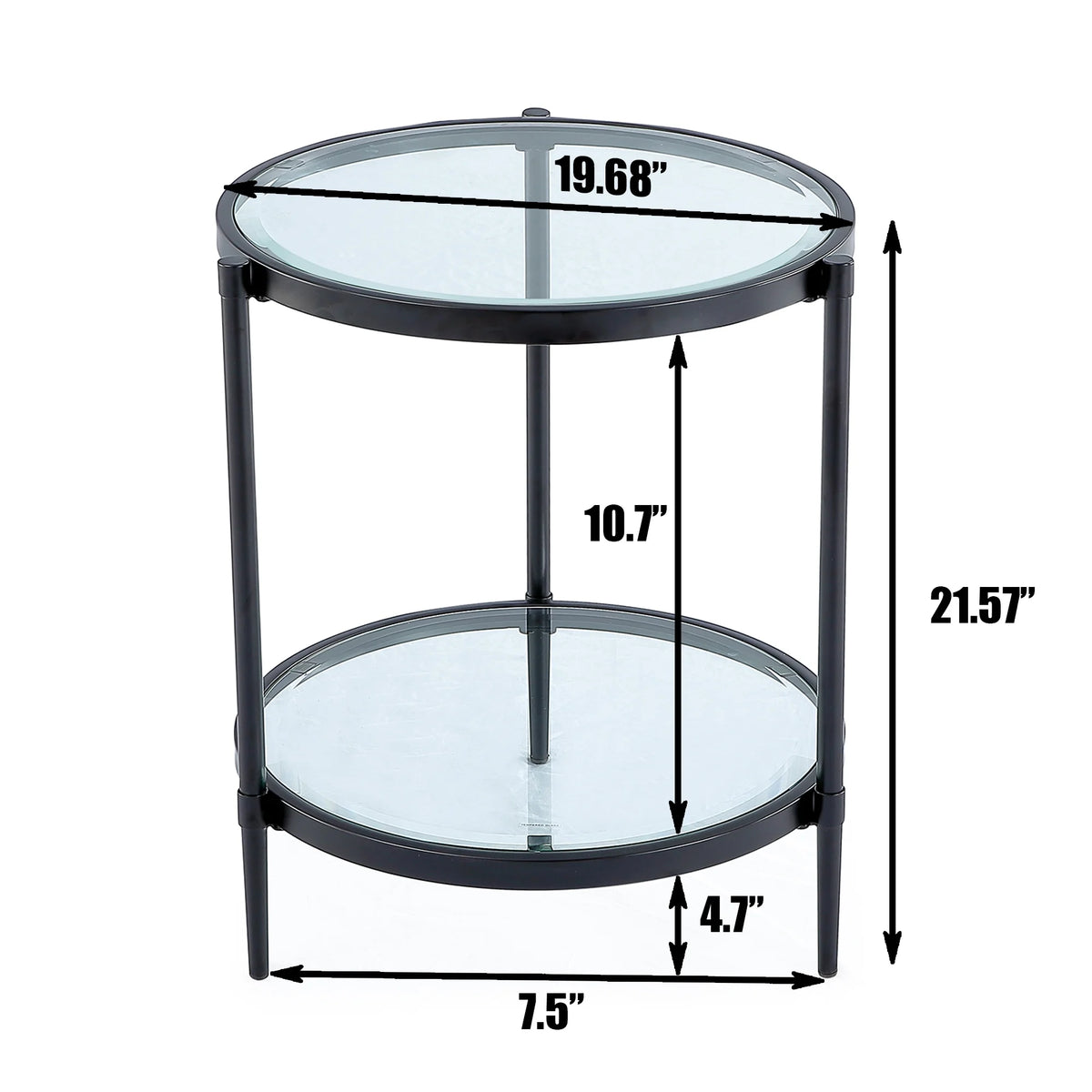 Round Coffee End Table with Temper Glass Top and Metal Leg R3887