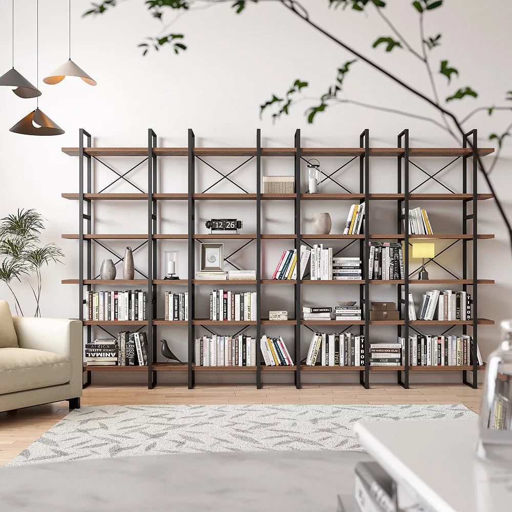 Antique Walnut 6 Tiers Display and Storage Bookcase P654281