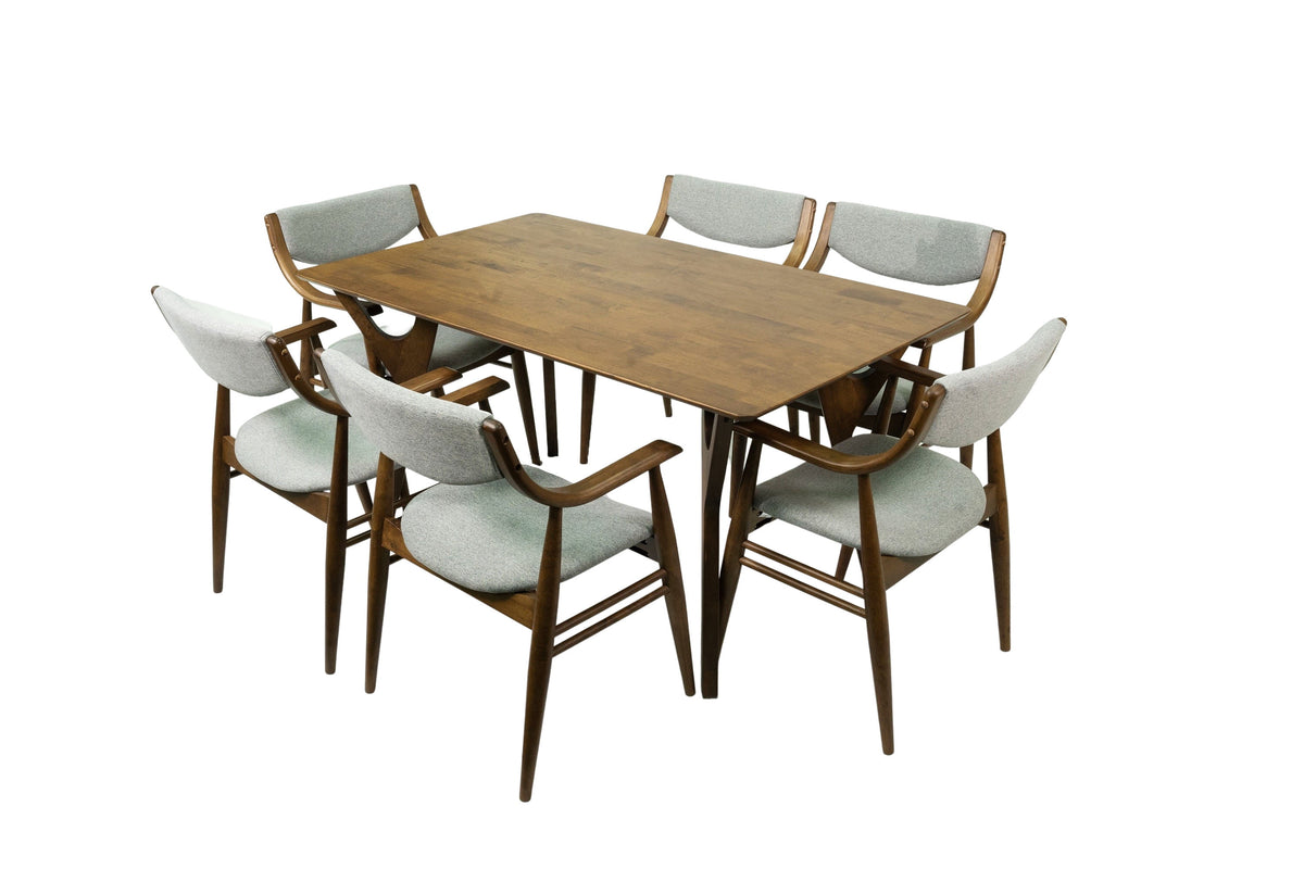 7-Piece Solid Wood Dining Table and 6 Chairs Q576242