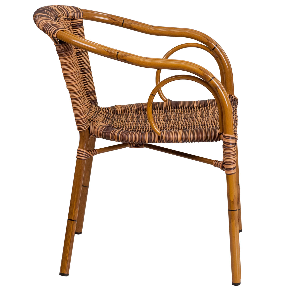 Brown Rattan Patio Chair with Dark Red Frame G4901