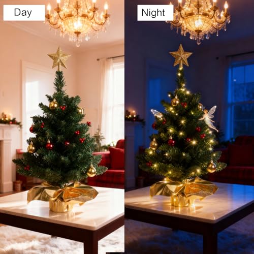 24 Inch Artificial Christmas Tree with LED Lights and Ornaments T21419
