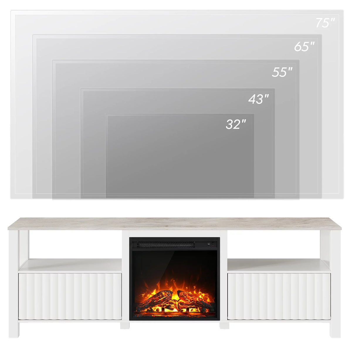 White Electric Fireplace TV Stand up to 80 Inch P5410