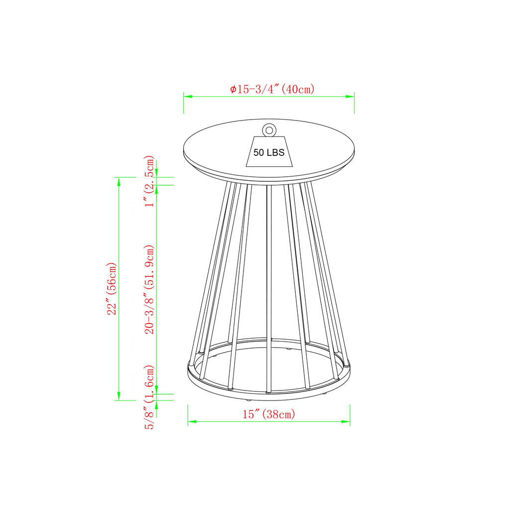 Modern 16" Accent Table with Metal Cage Base N1150
