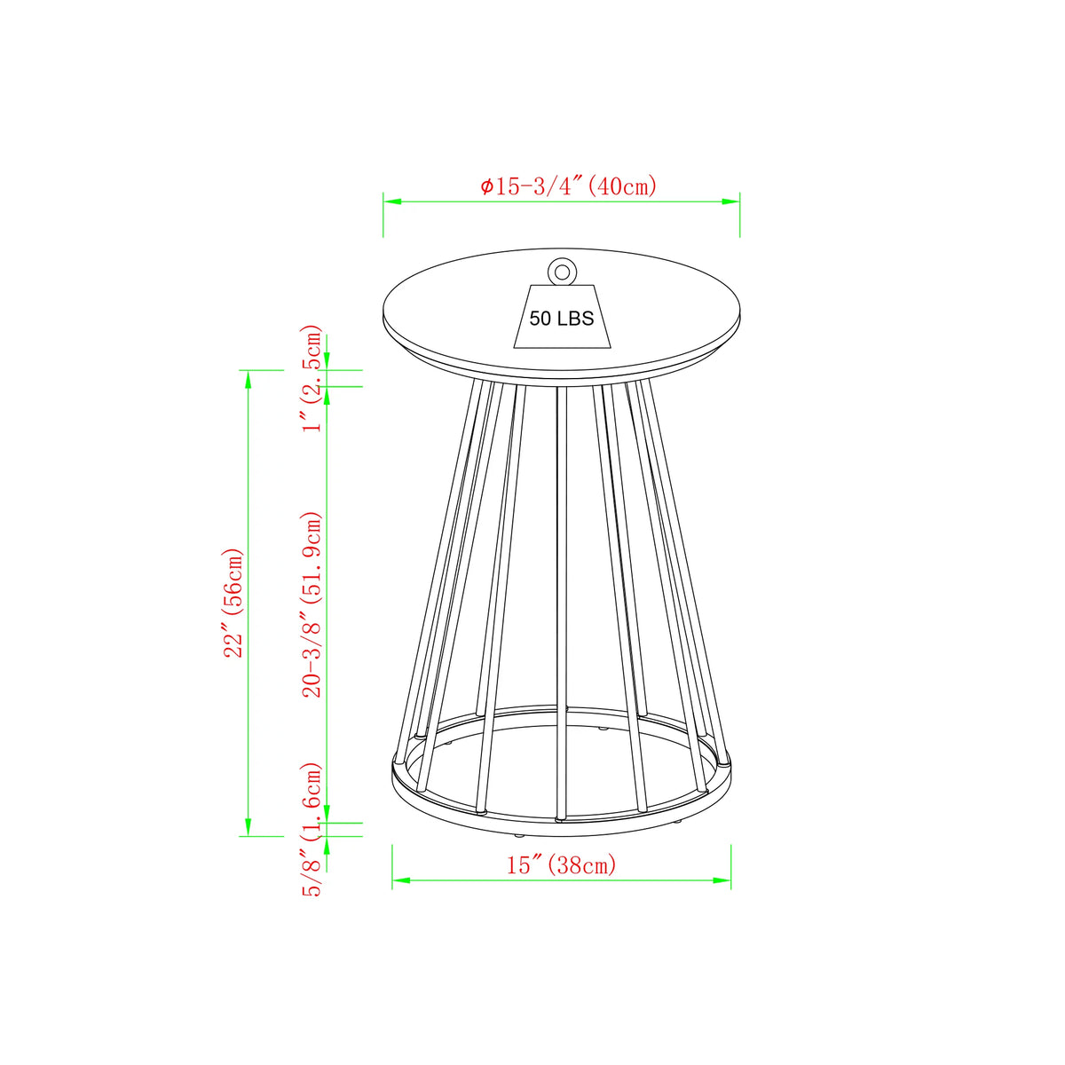Modern 16" Accent Table with Metal Cage Base N1150