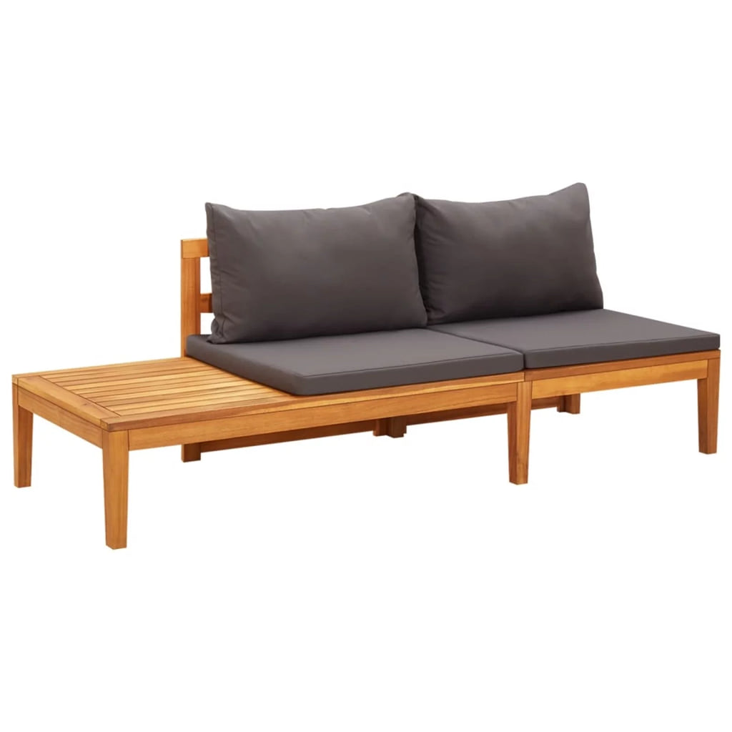 4 Piece Dark Gray Cushioned Acacia Wood Patio Lounge Set Q30486