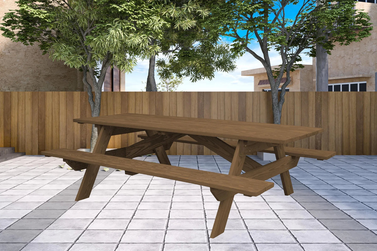 Wood Brown Solid Wood Outdoor Picnic Table L294050