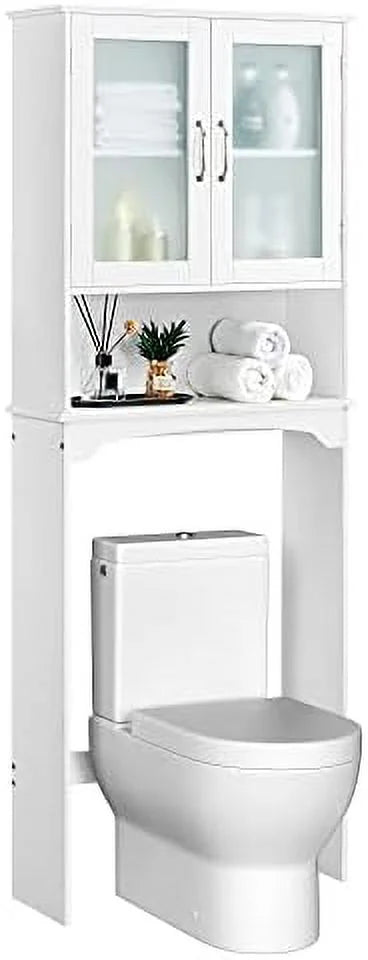 Over The Toilet Tempered Glass Cabinet with Toilet Rack T180356