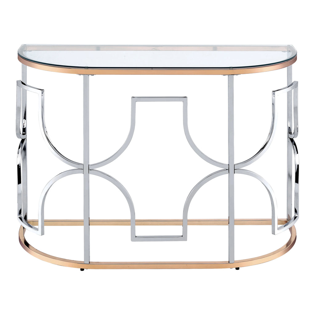 Glass Top Chrome and Gold Sofa Table M4060