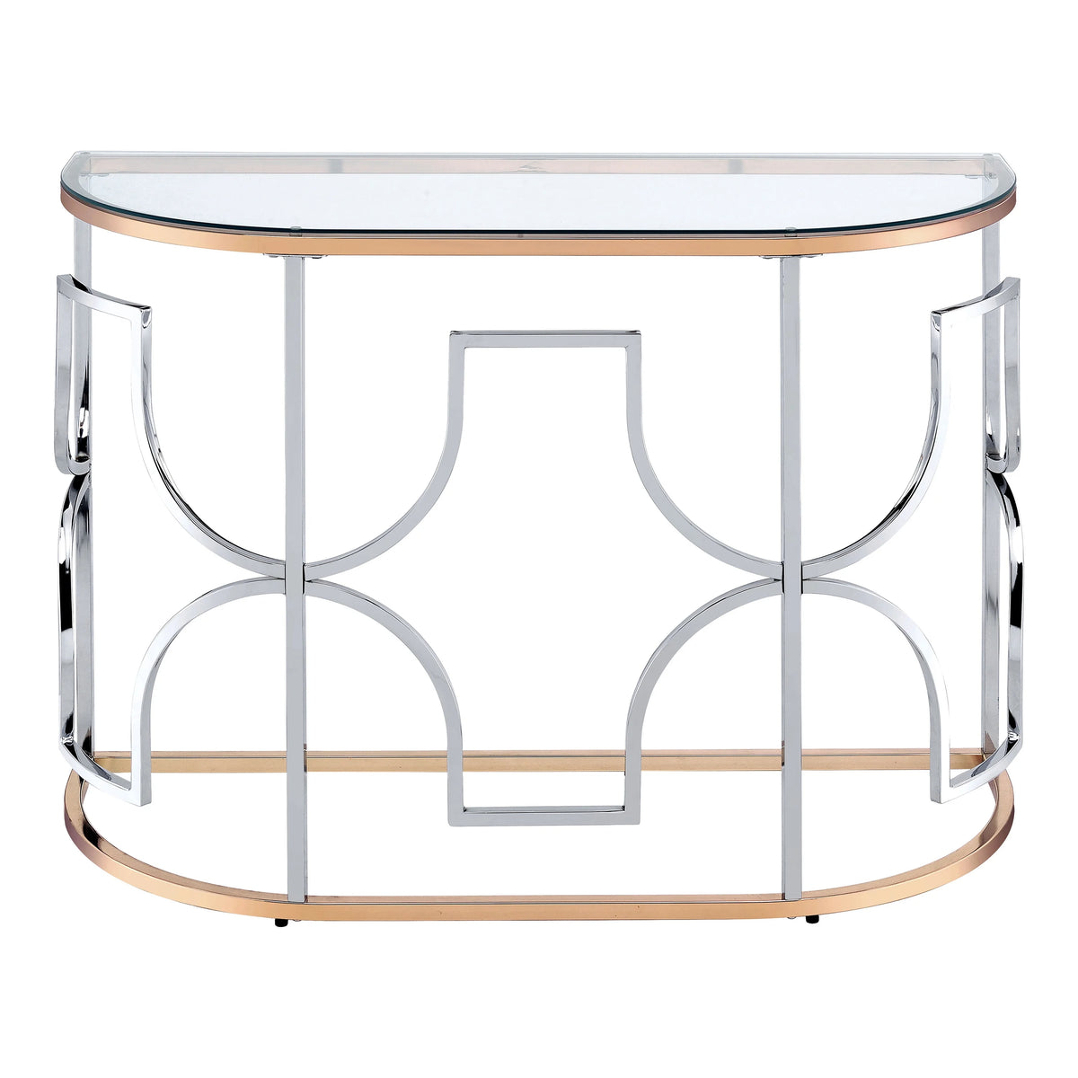Glass Top Chrome and Gold Sofa Table M4060