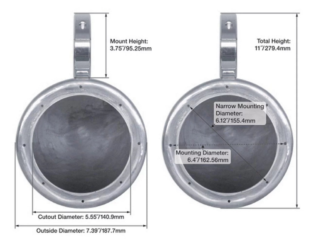 6.5" Marine Boat Wakeboard Tower Speakers in Black G343