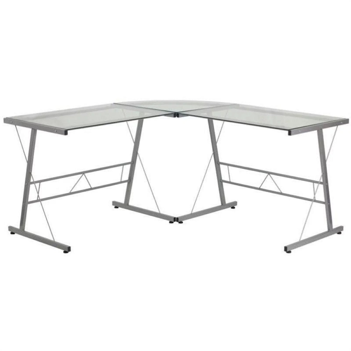L-Shaped Glass Top Computer Desk H2523