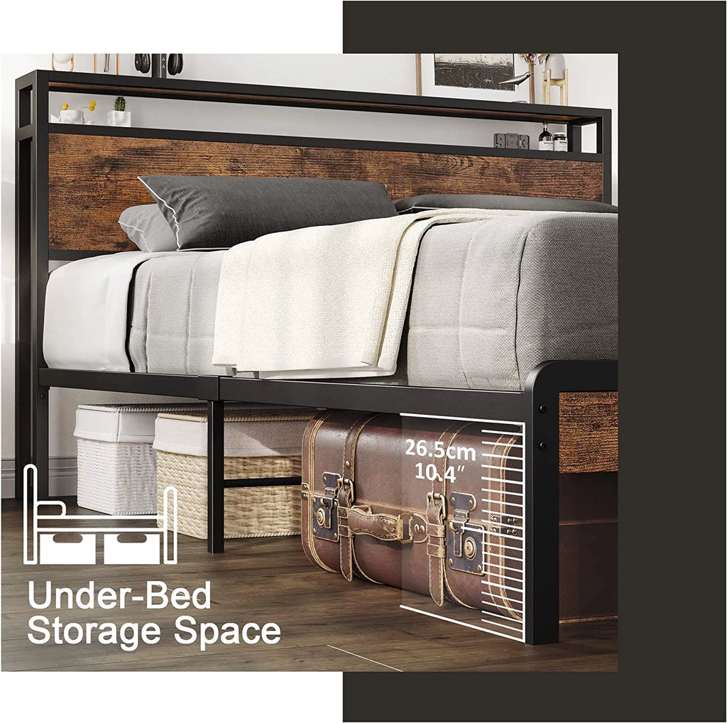 Queen Bed Frame with Industrial Headboard P9411