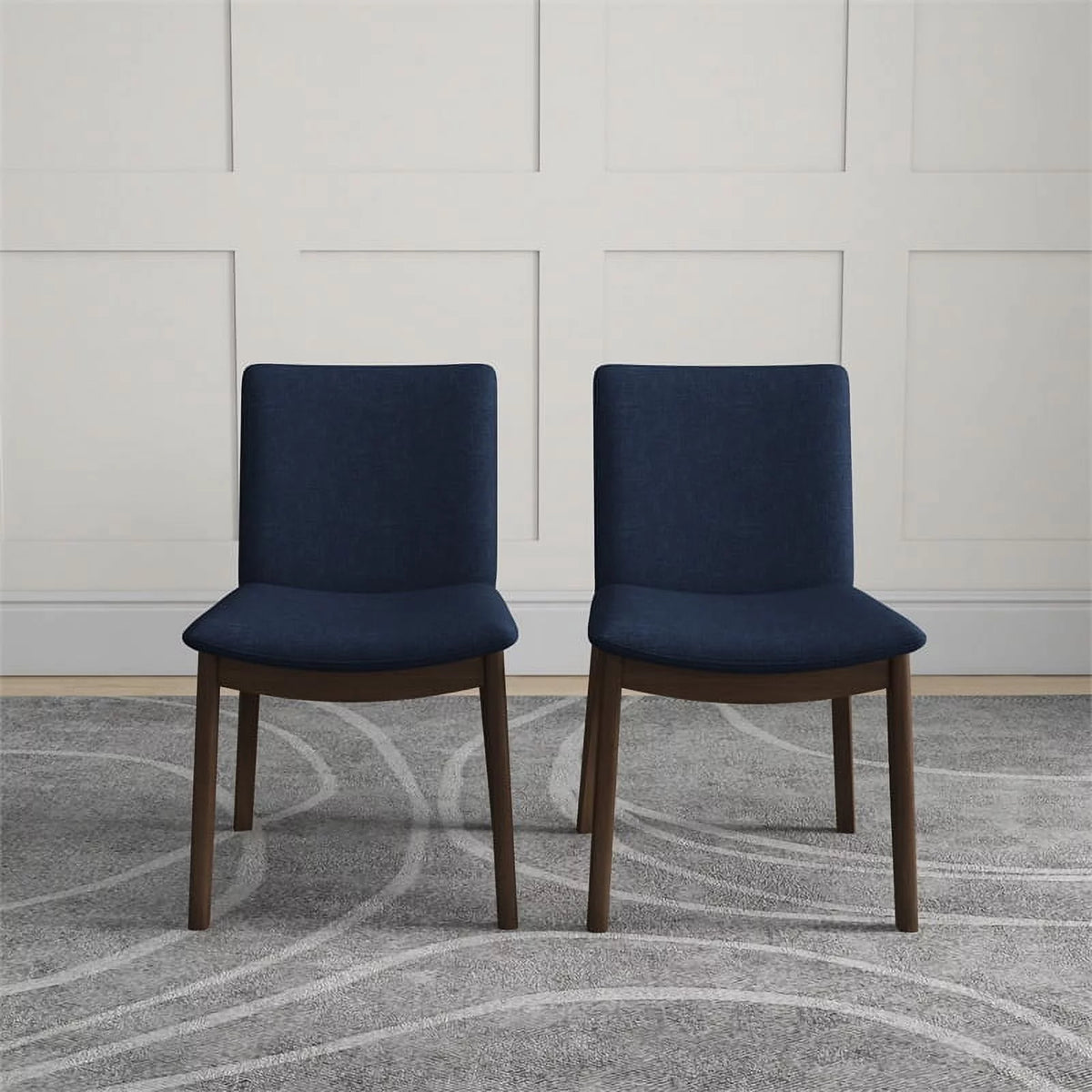 Navy Blue Fabric Dining Chair Set of 2 Q584389