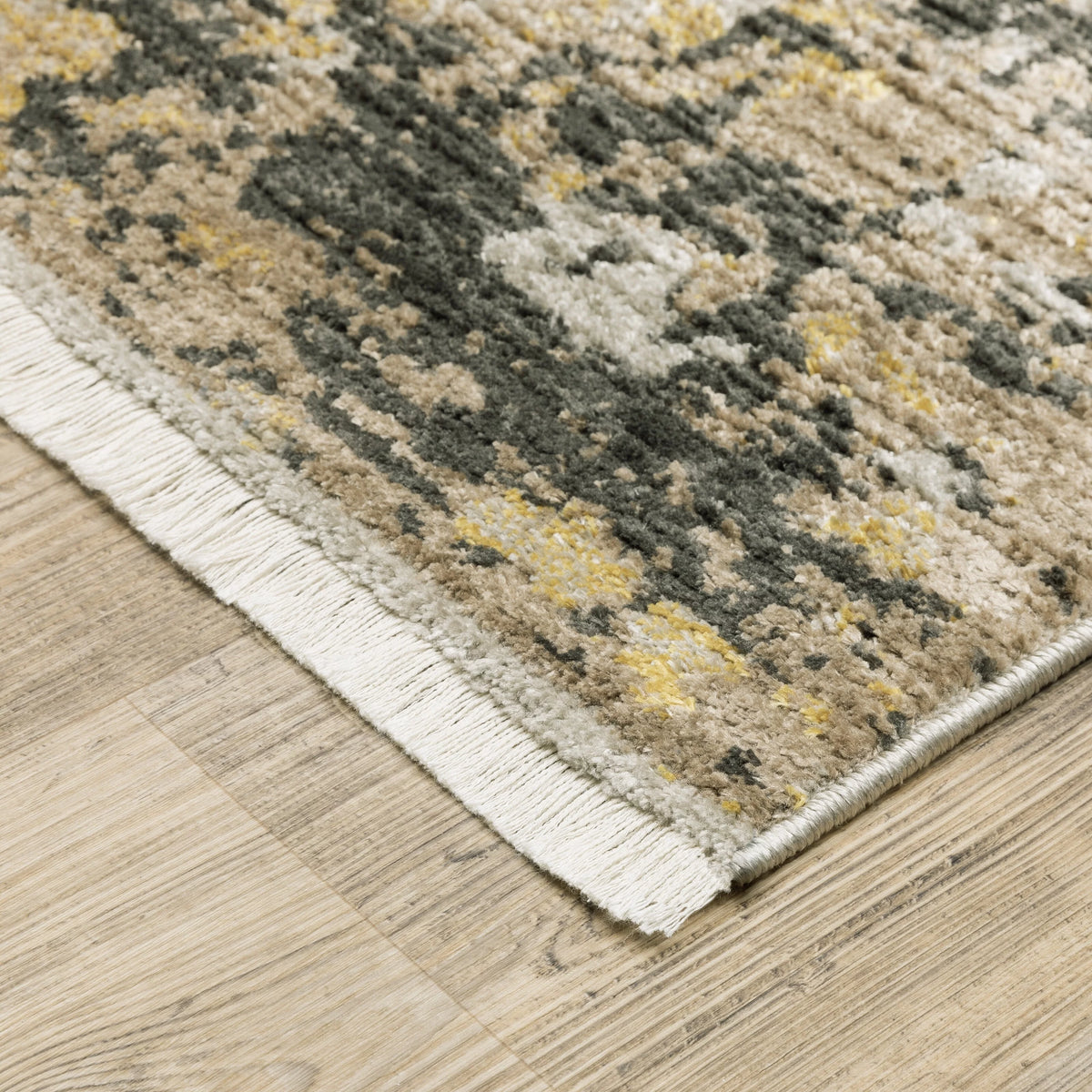 Abstract Gold Black Area Rug 2'3" x 7'6" P2936