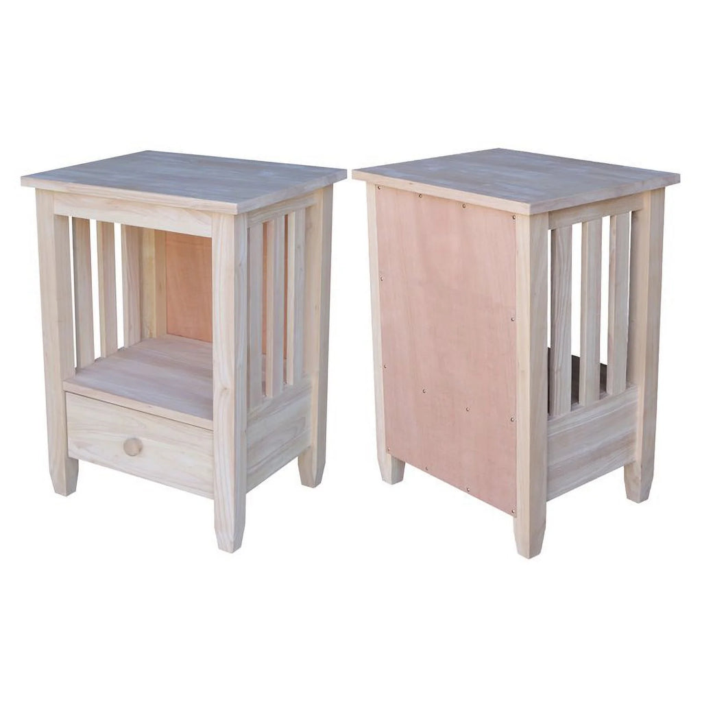 Solid Wood Unfinished End Table with Drawer D544162