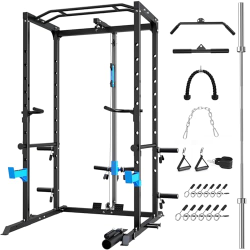 Power Cage with J-Hooks, Dip Handles, Landmine Attachment Q806