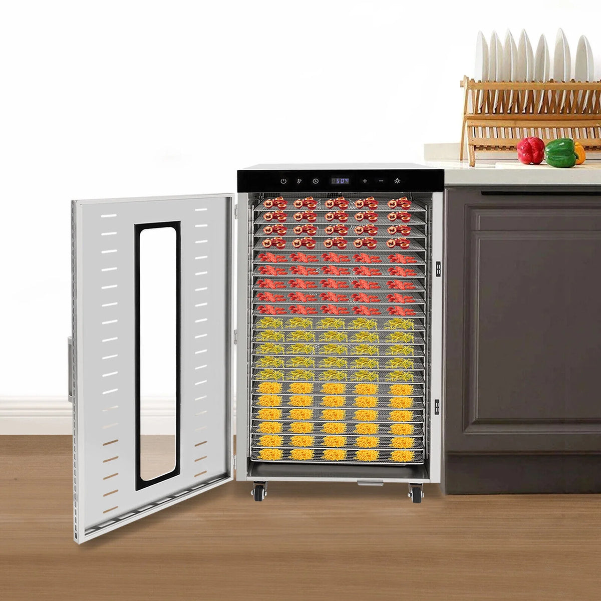 1700W Multi-Tier Electric Food Dehydrator with 20 Stainless Steel Trays M711