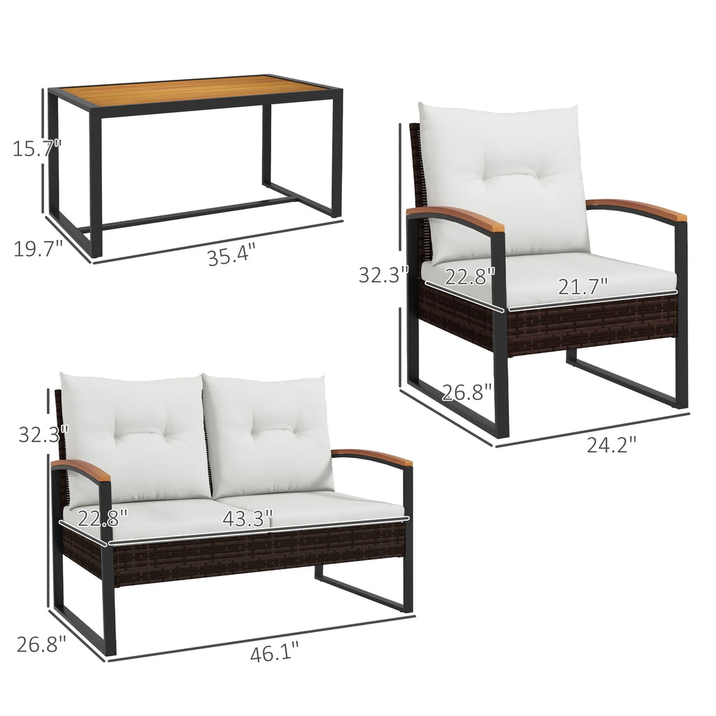 4 PCs White Patio Furniture Set V949683