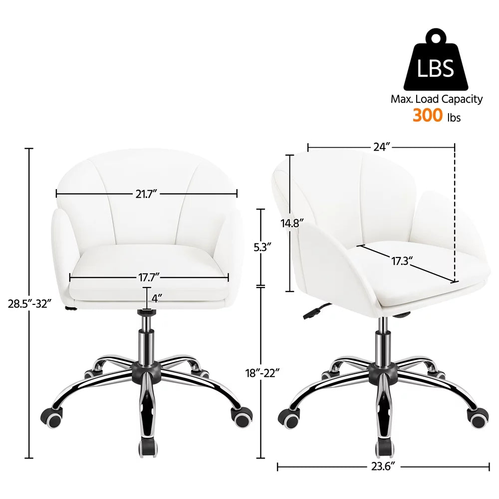 White Swivel Rolling Desk Chair with Armrests X209