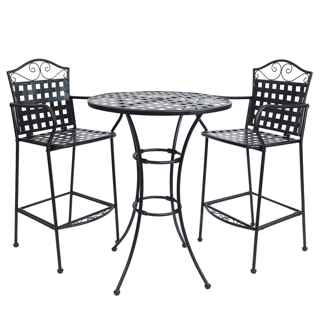 Black Wrought Iron Bar Chair and Table Set T703