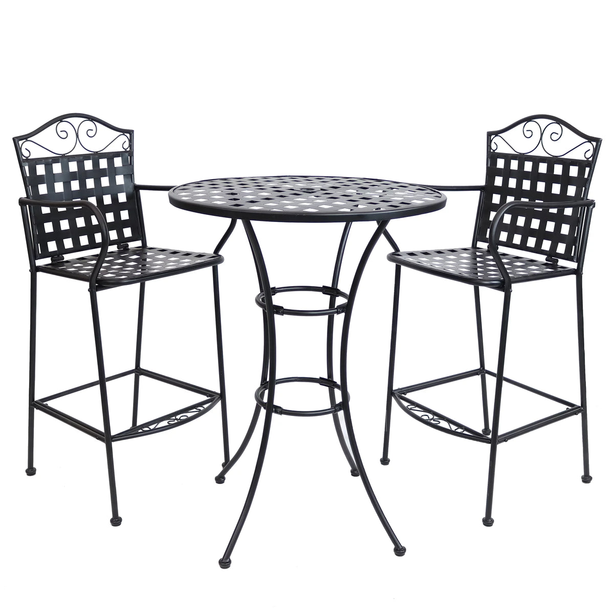 Black Wrought Iron Bar Chair and Table Set T703
