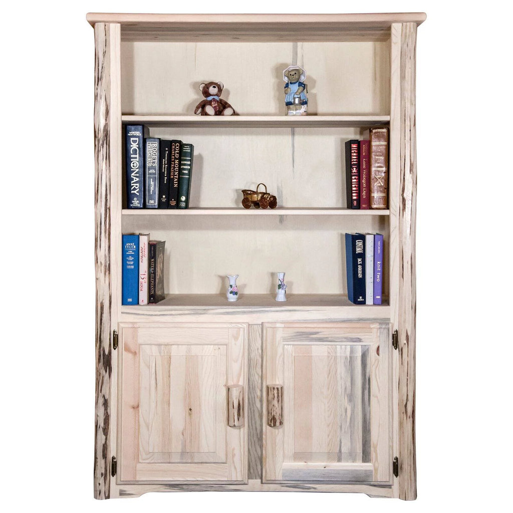 Natural Wood Bookcase with Storage Q437766