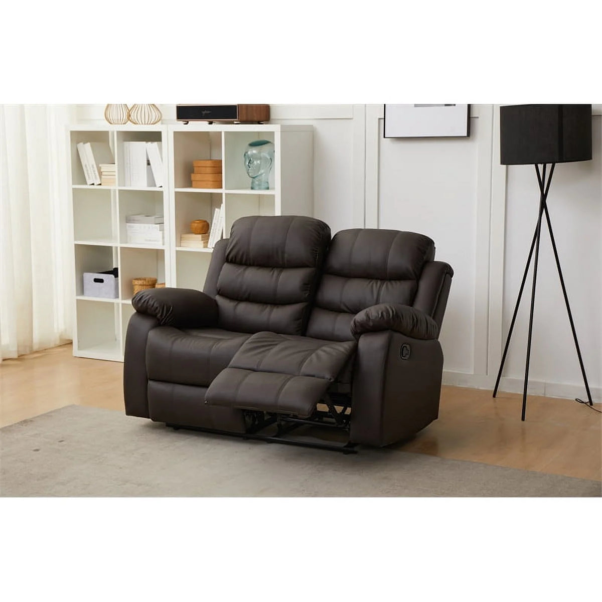 Brown Faux Leather Loveseat X32434