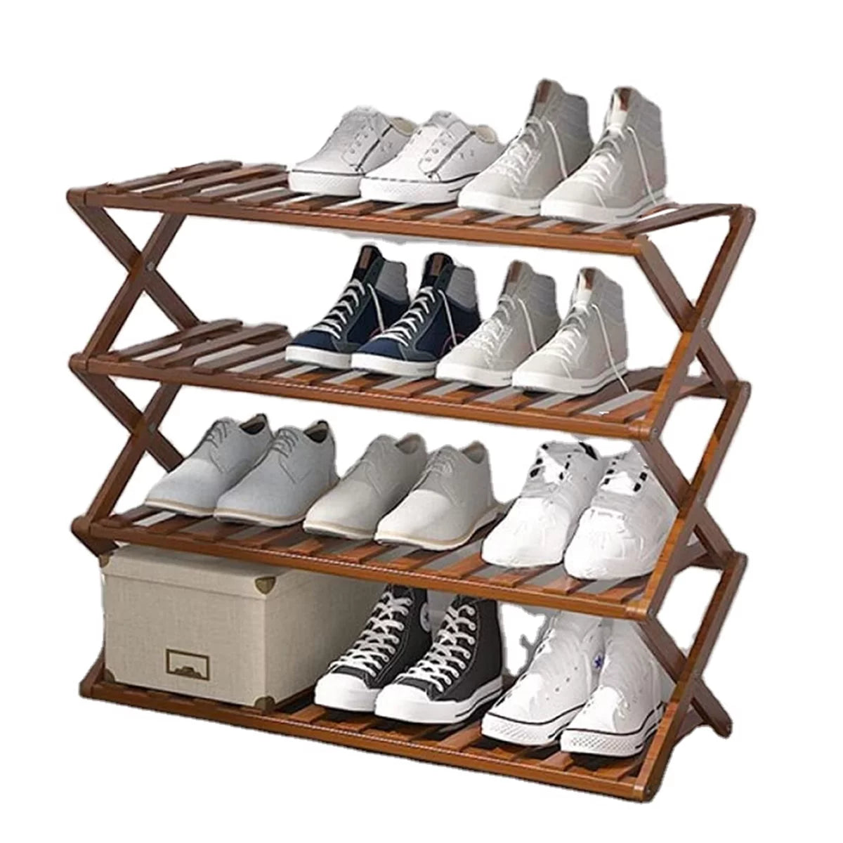 Bamboo 4-Tier Folding Shoe Rack E626