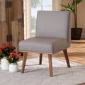 Grey Fabric Upholstered Walnut Brown Wood Dining Chair J862