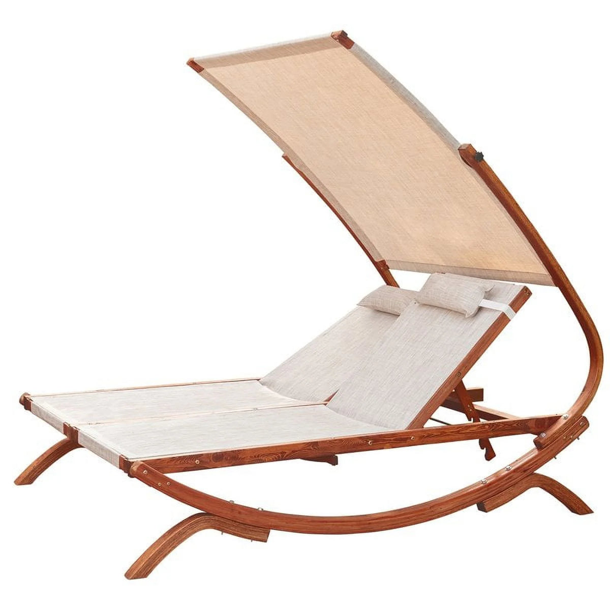 Wood Double Reclining Lounge Chair with Canopy C5064