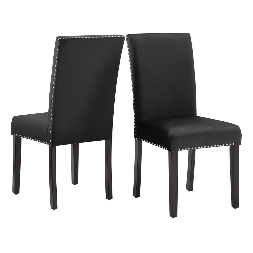 Black Velvet Upholstered Dining Chairs Set of 2 J9788