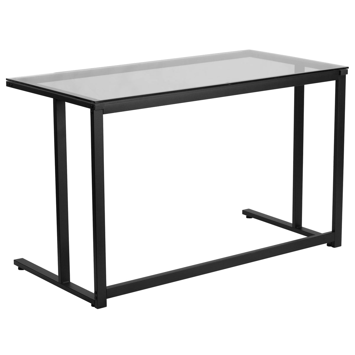 Glass Desk with Black Pedestal Metal Frame Z71214