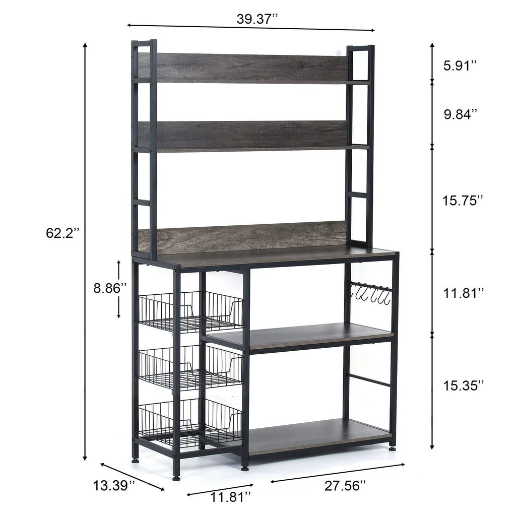 5-Tier Kitchen Bakers Rack with Baskets K228