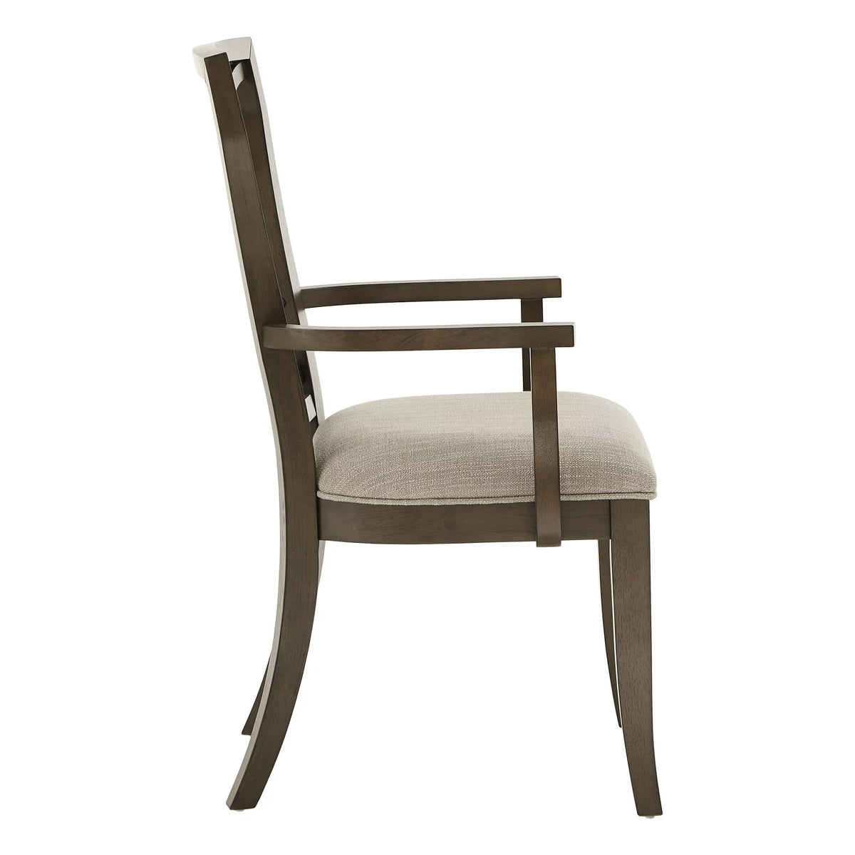 Beige Fabric Dark Walnut Wood Upholstered Dining Chairs Set of 2 M5282