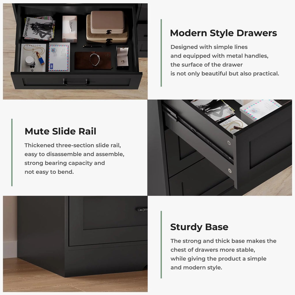 Black 6 Drawer Wood Dresser S489484