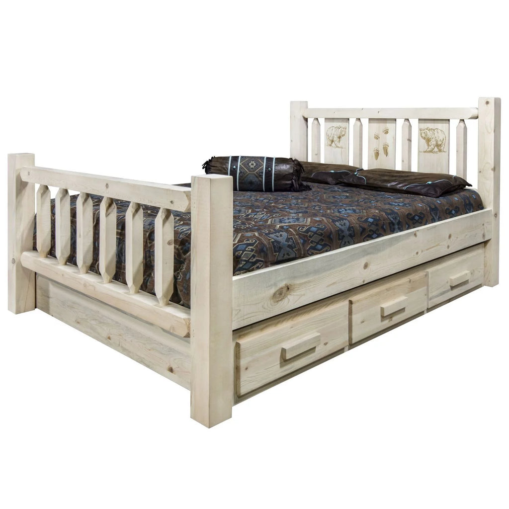 Solid Wood Twin Storage Bed V5455