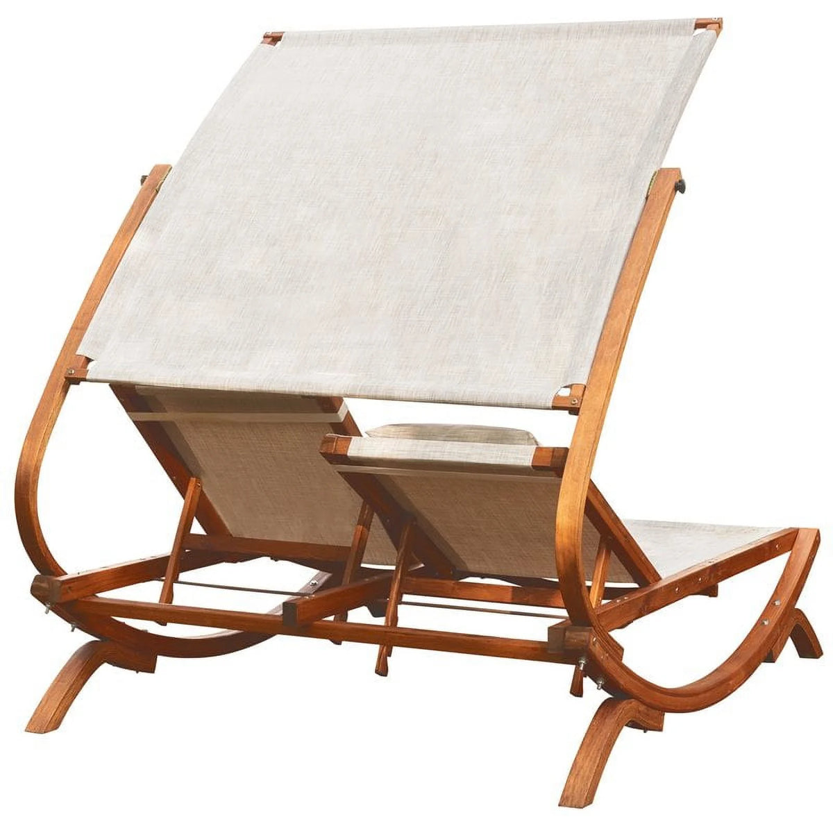 Wood Double Reclining Lounge Chair with Canopy C5064