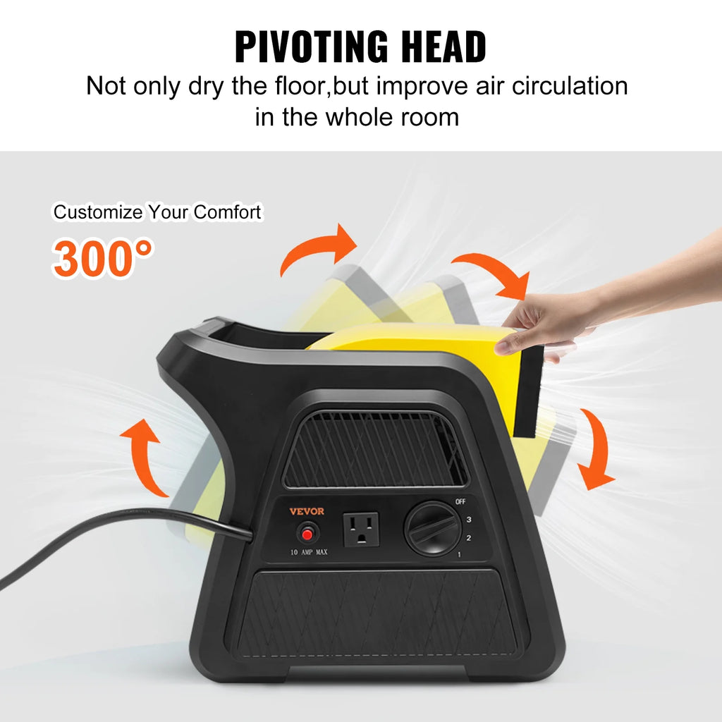 600 CFM 3-Speed Portable Floor Blower Fan T7526