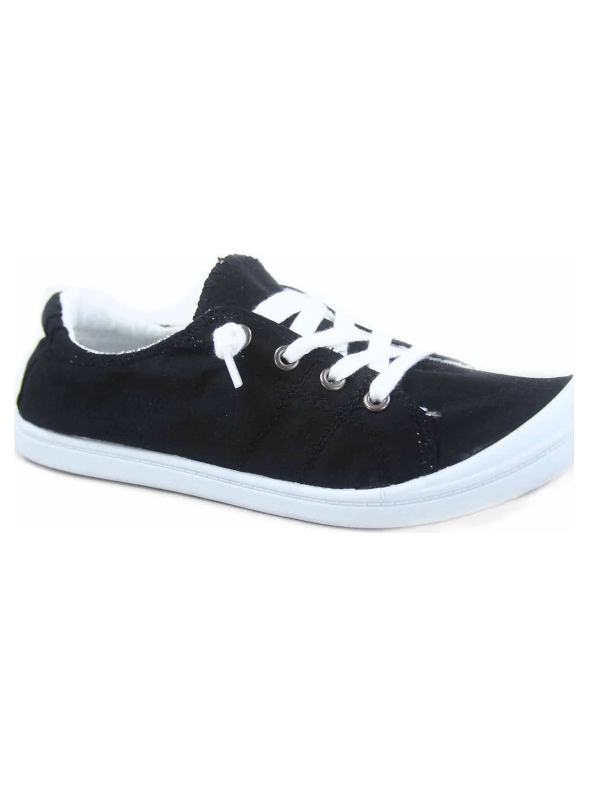 Black Slip On Round Toe Flat Sneaker Shoes T6982
