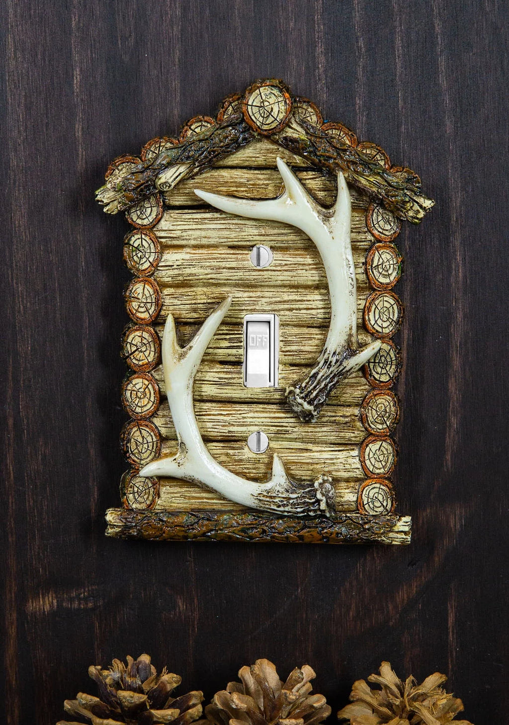 Rustic Deer Antlers Single Toggle Switch Wall Plate C513