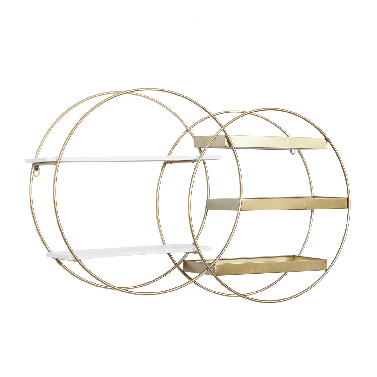 34"W 20"H MDF and Metal Contemporary Wall Shelf, Gold, 1-Piece H5422